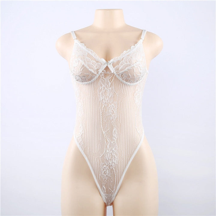 Transparent lace bodysuit