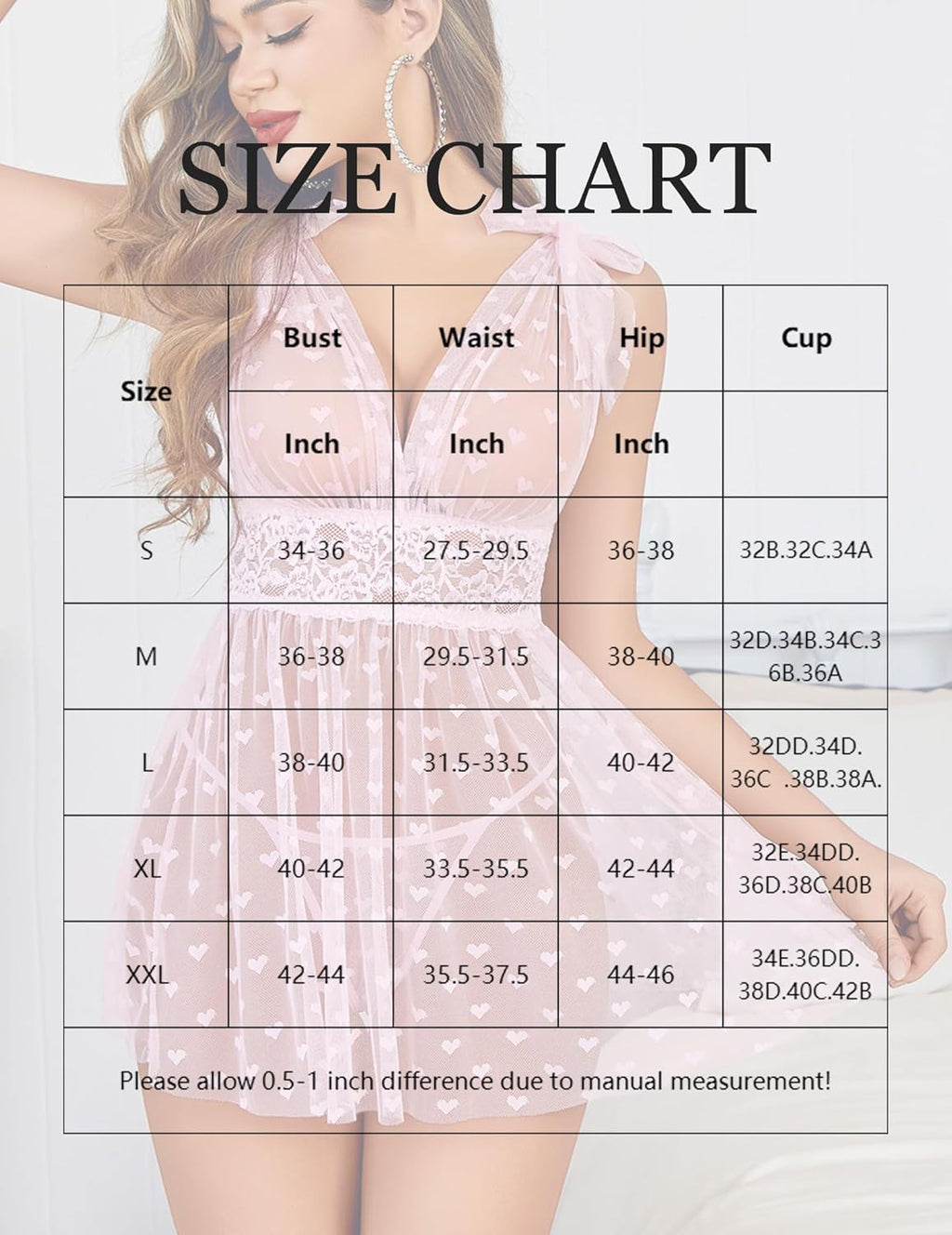 Sheer Mesh Lace Babydoll V Neck Nighty