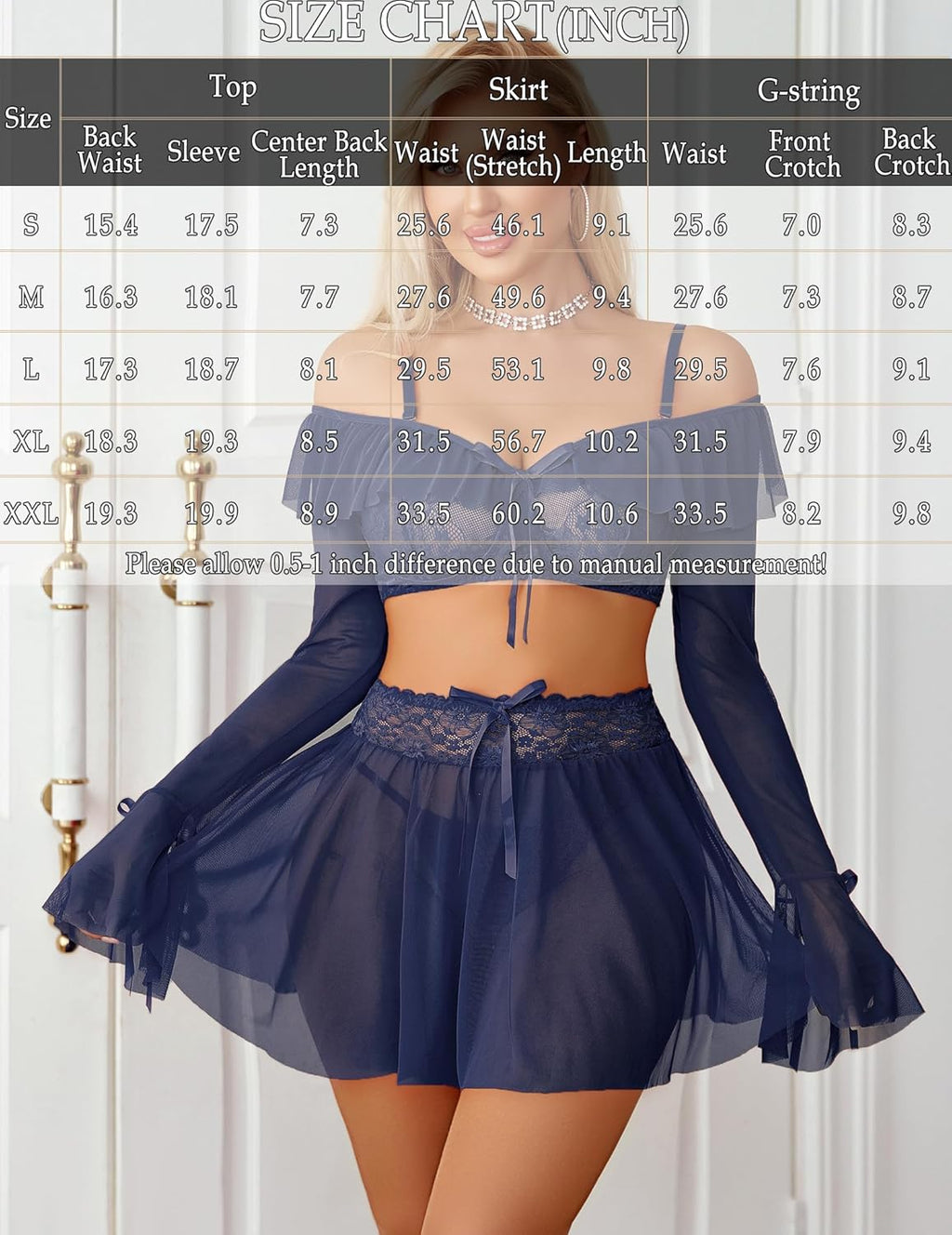 Off Shoulder Bra Panty Ruffle Skirts 3 Piece Sets