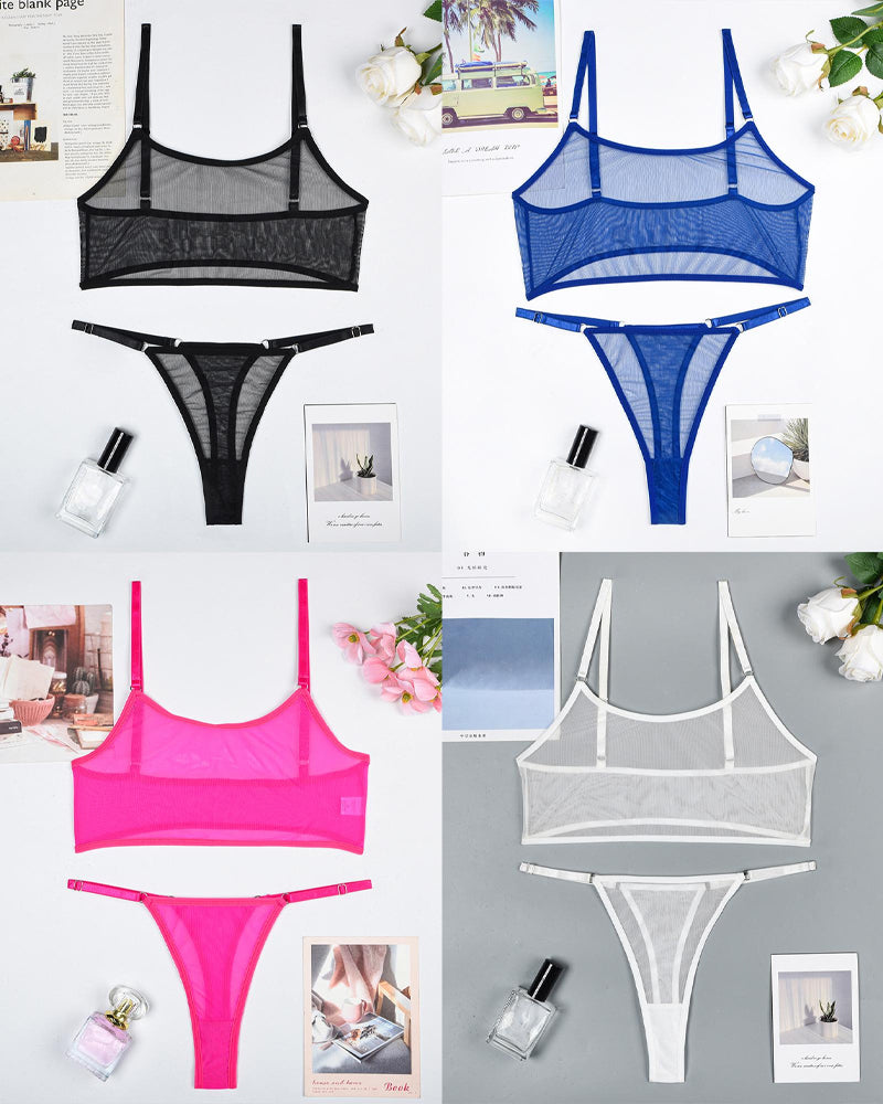 Mesh See-Through Camisole Bra and Panty Set
