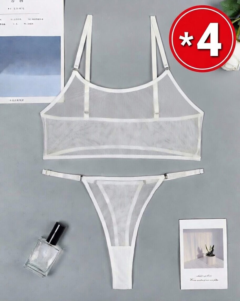Mesh See-Through Camisole Bra and Panty Set