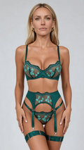 Iris Embroidered Garter Set