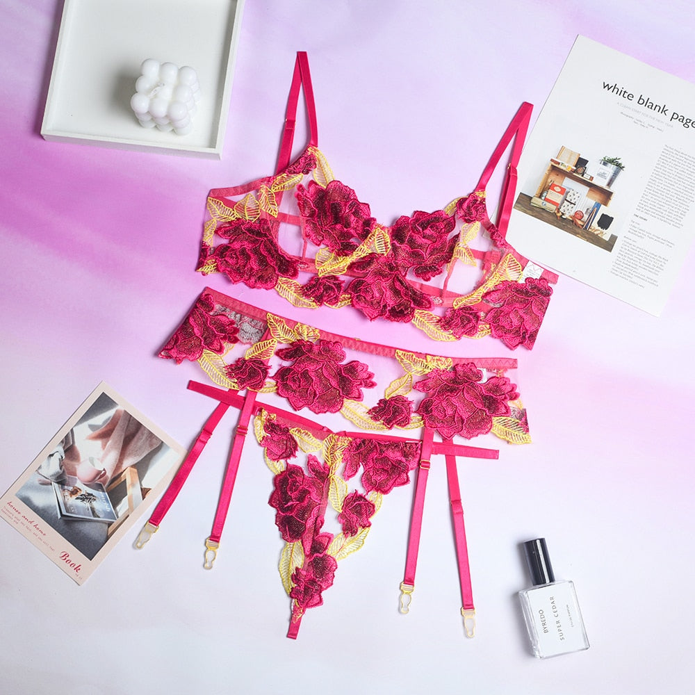 Embroidered Evening Lingerie Set