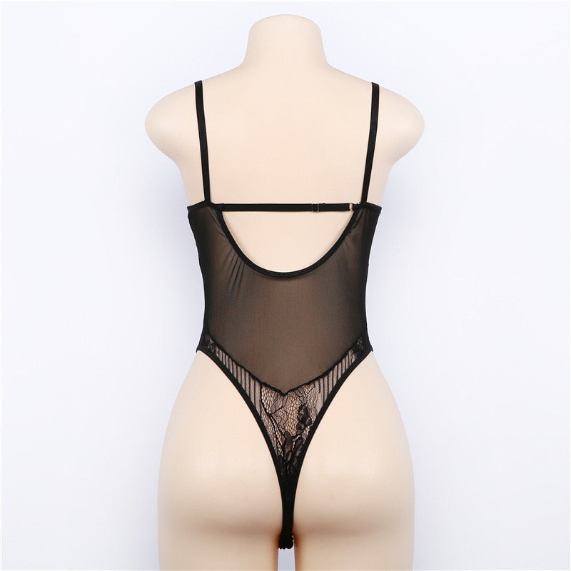 Transparent lace bodysuit