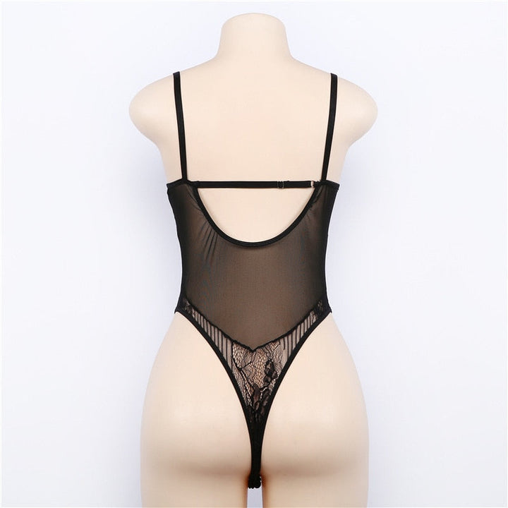 Transparent lace bodysuit