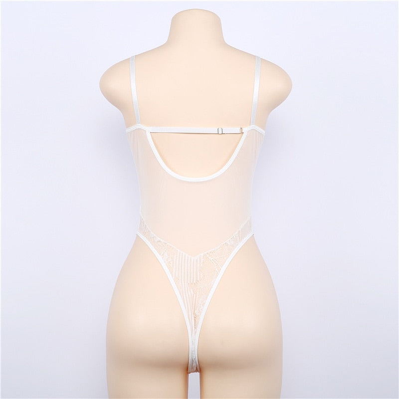 Transparent lace bodysuit