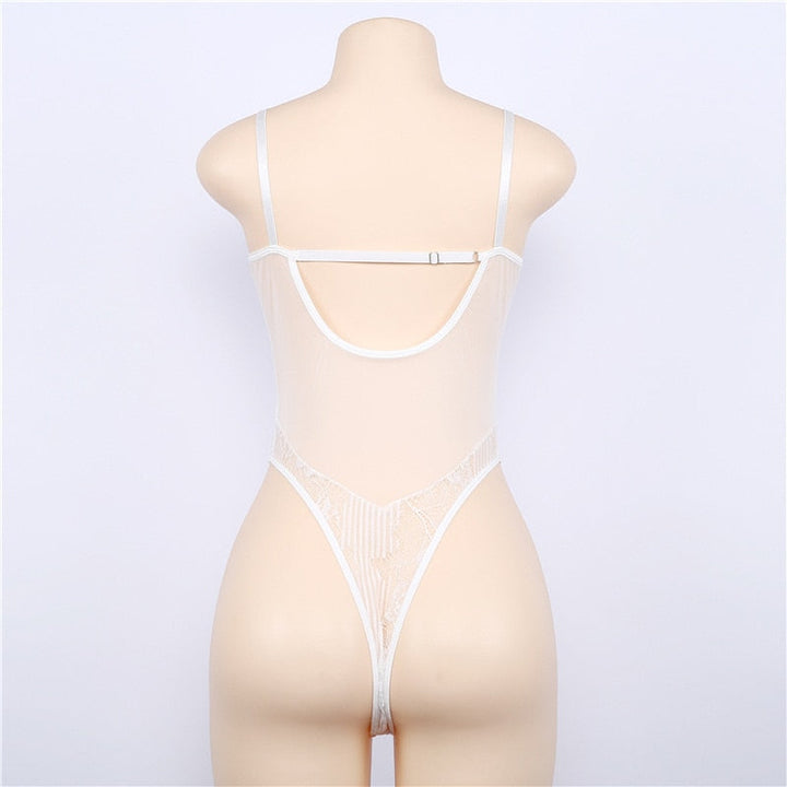Transparent lace bodysuit