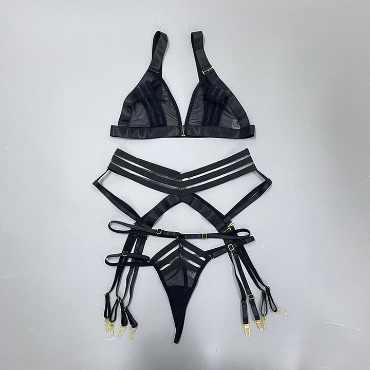 3-Piece Striped Lingerie Set