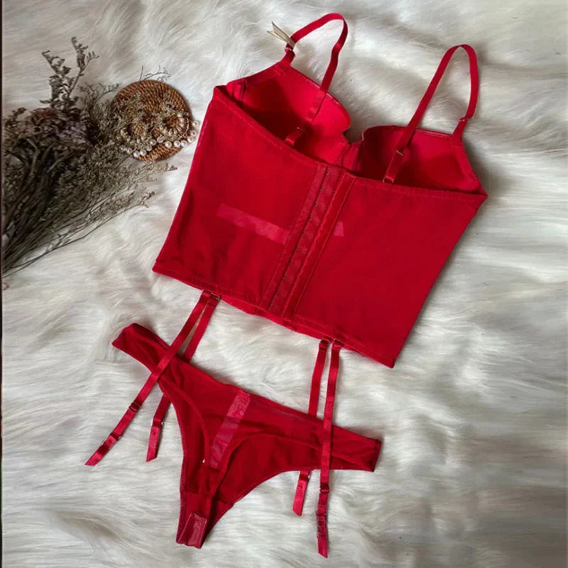 Leather Corset Lingerie Set