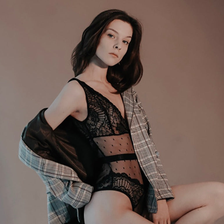 Lace and mesh bodysuit