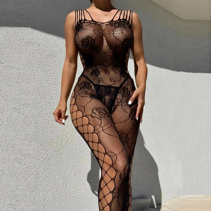 Strappy Fishnet Bodysuit