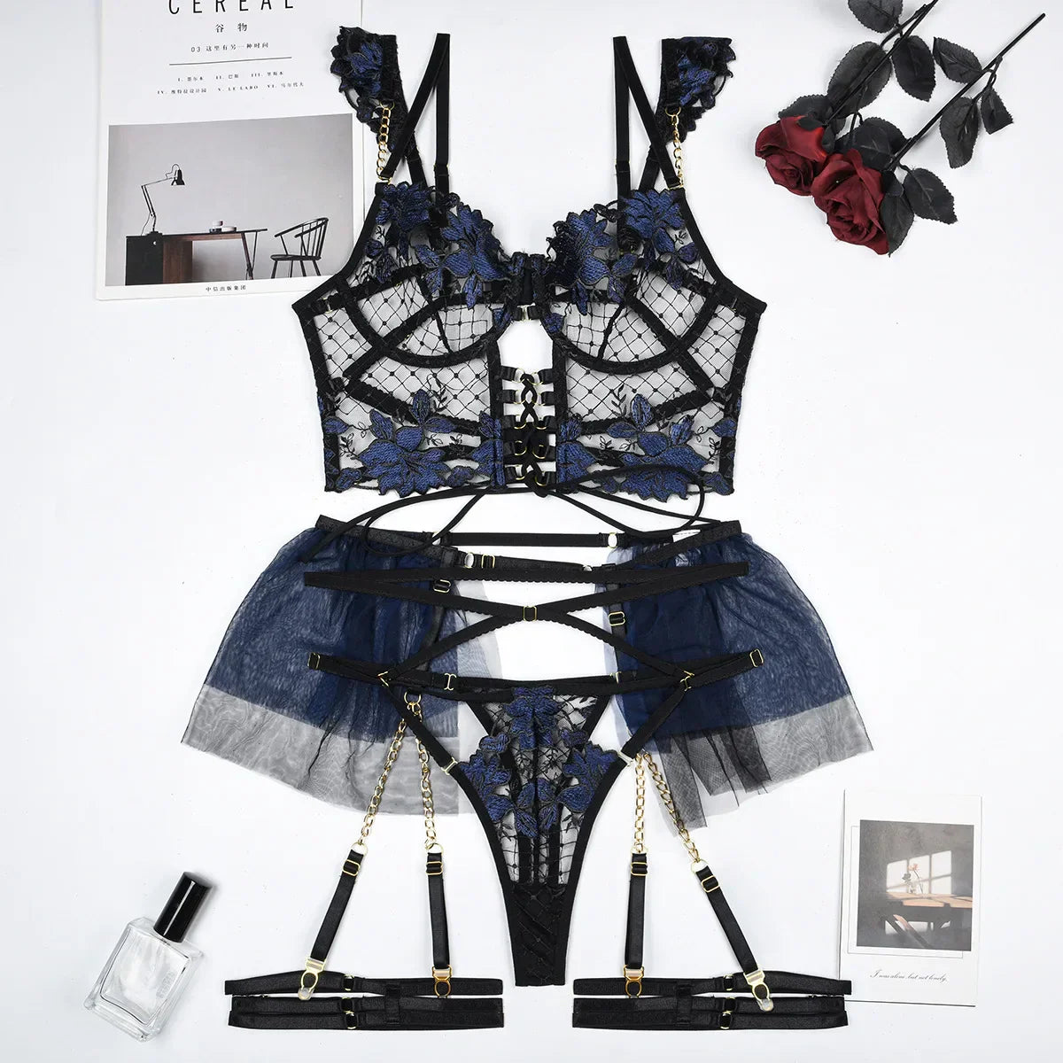 3-Piece Floral Lingerie Set