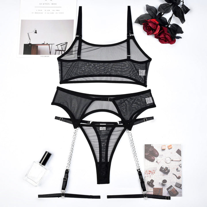 Mesh Lingerie Set with Belt