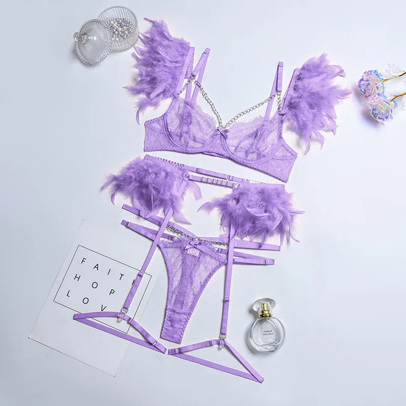 Feather Lingerie Set