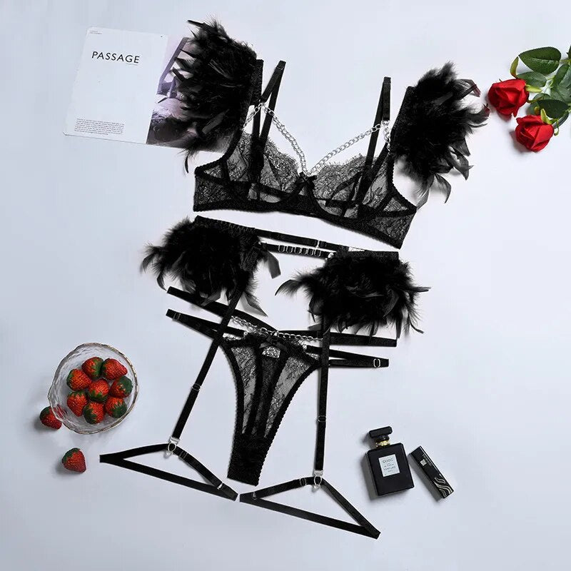 Feather Lingerie Set