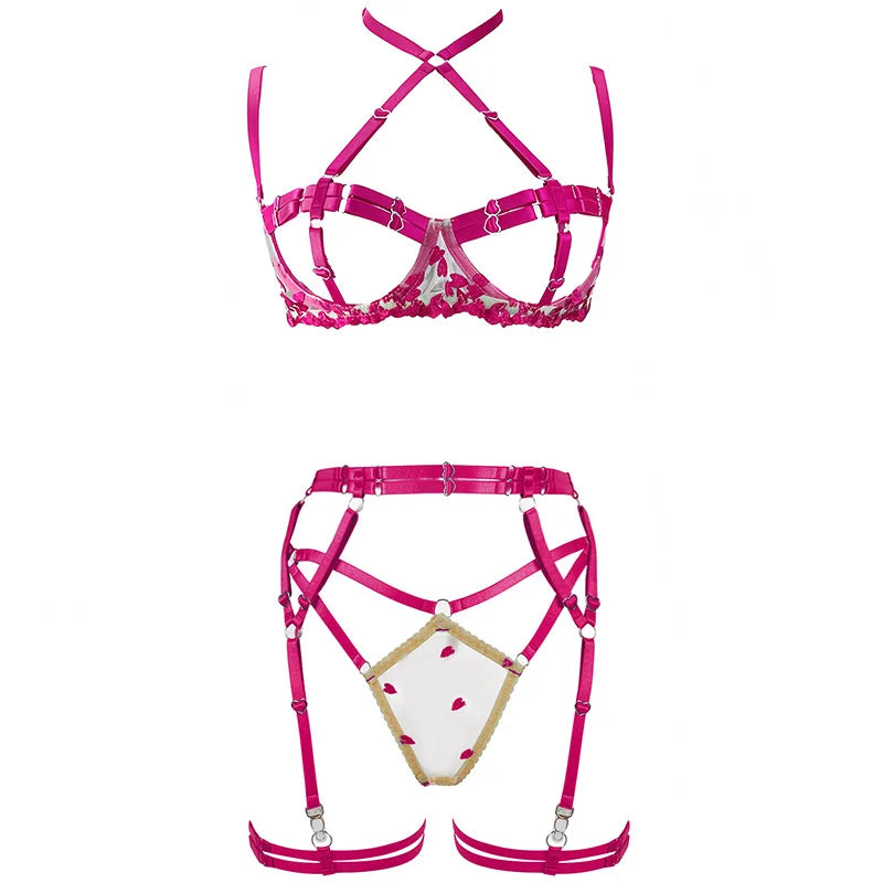 4-Piece Embroidered Lingerie Set