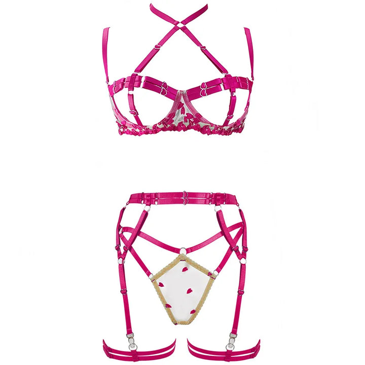 4-Piece Embroidered Lingerie Set