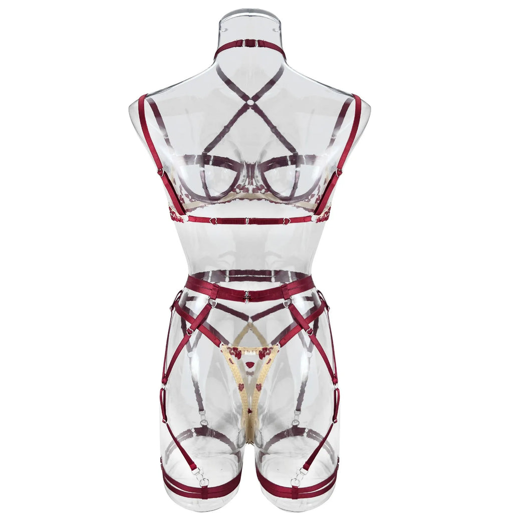 4-Piece Embroidered Lingerie Set