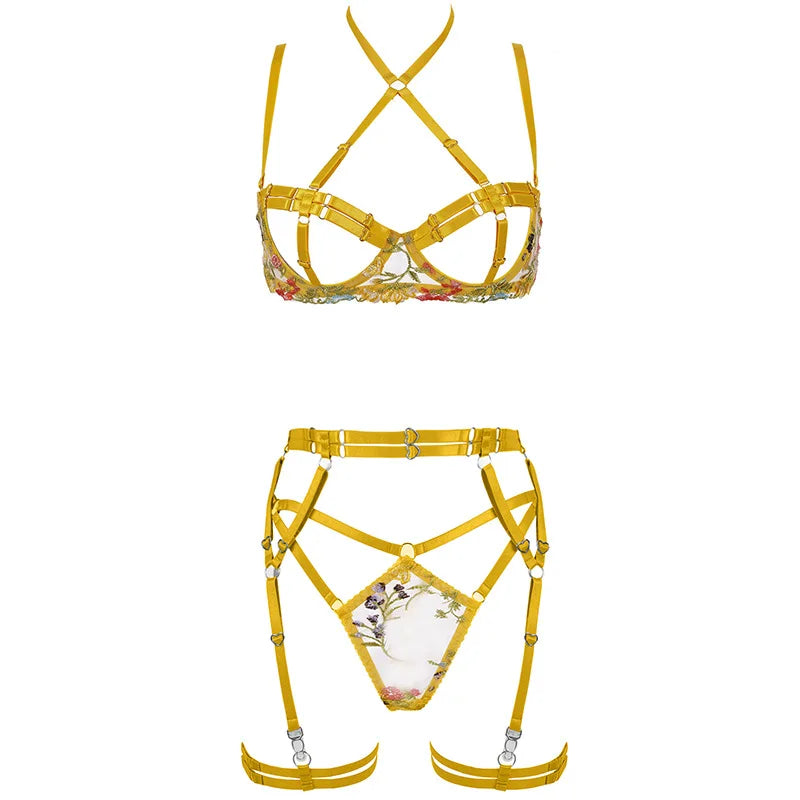 4-Piece Embroidered Lingerie Set