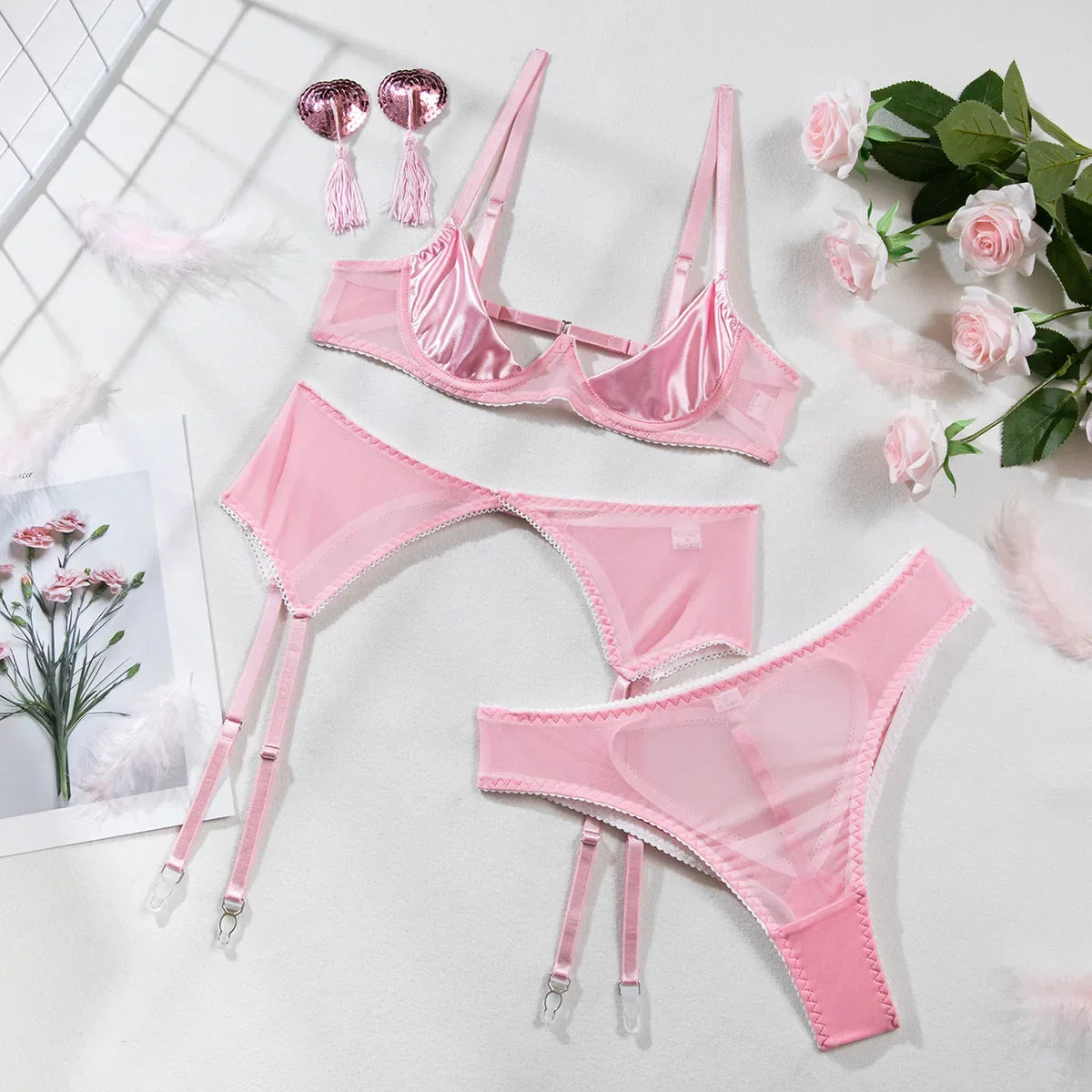 4-Piece Lingerie Set with Pasties