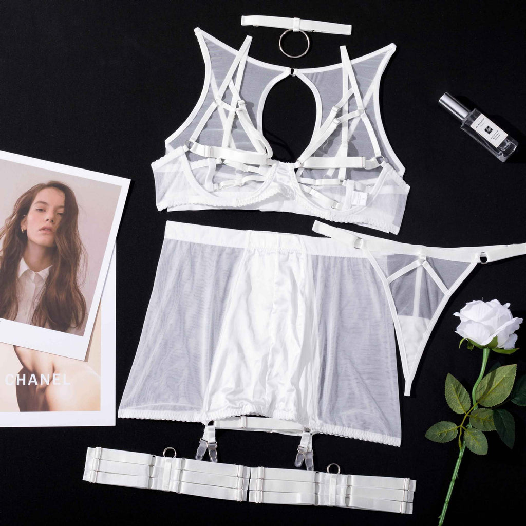 Sensual Lingerie Set with Mini Skirt