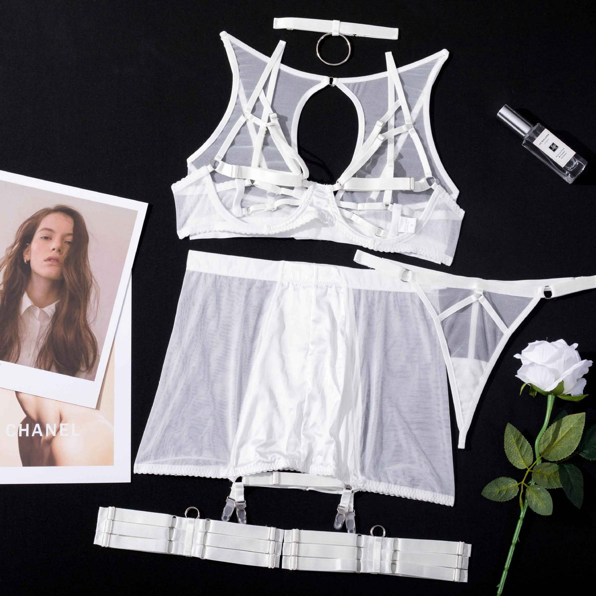 Sensual Lingerie Set with Mini Skirt