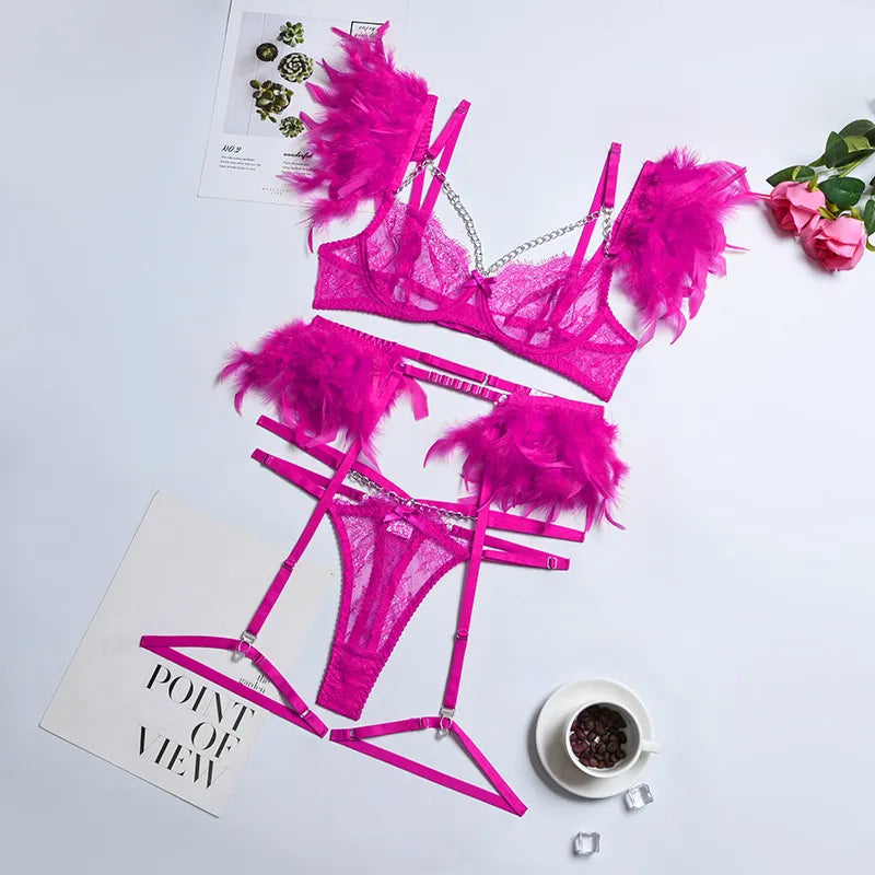 Feather Lingerie Set