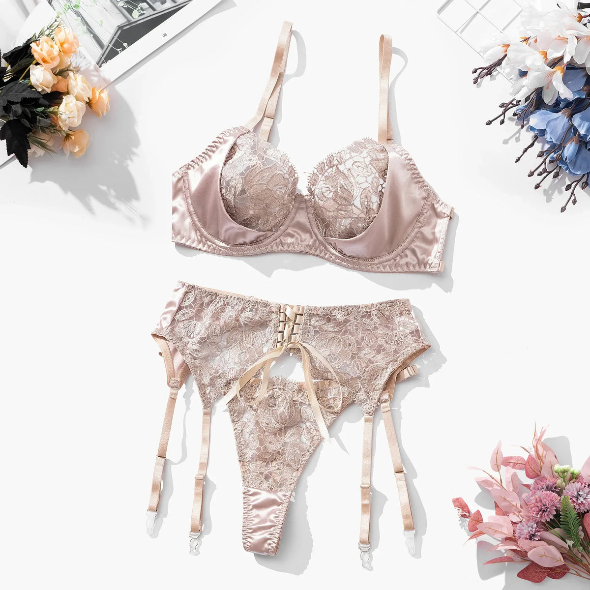 Satin and Lace Lingerie Set