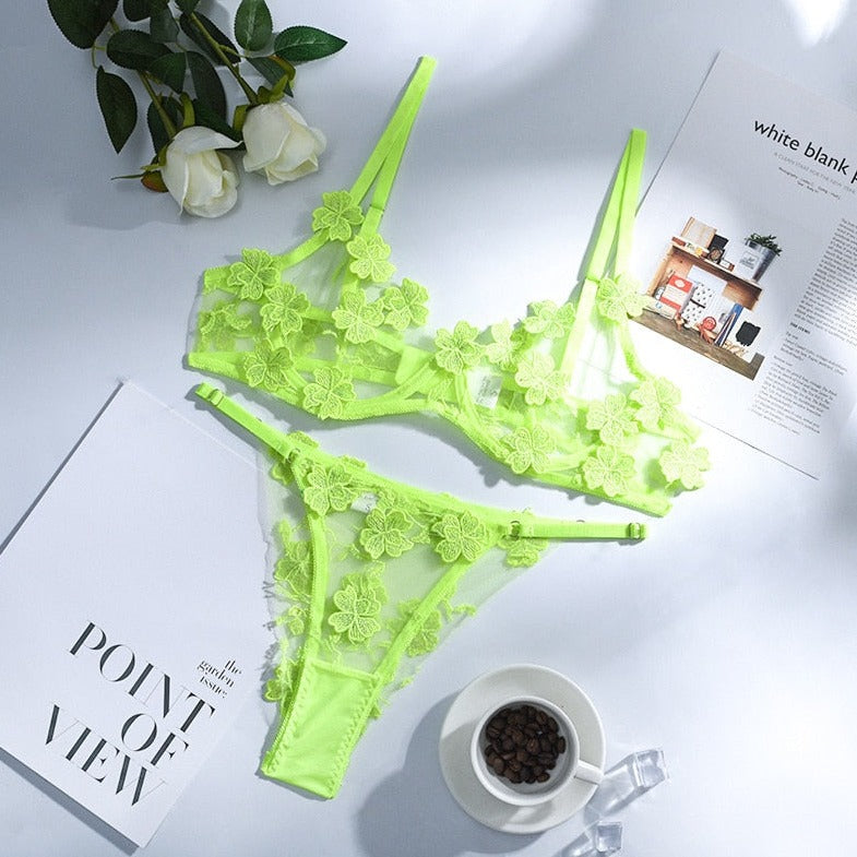 Floral Trim Lingerie Set