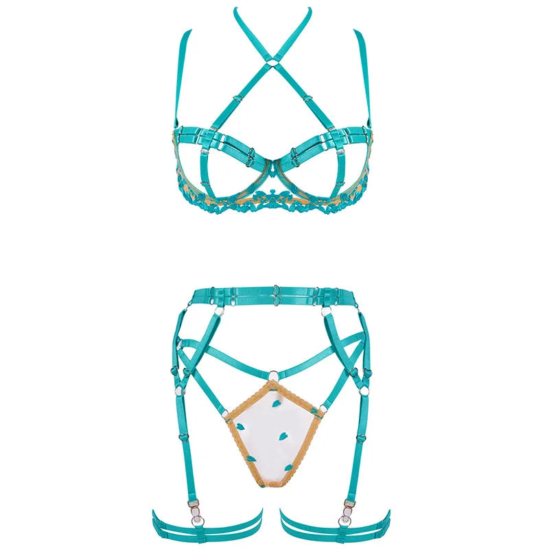 4-Piece Embroidered Lingerie Set