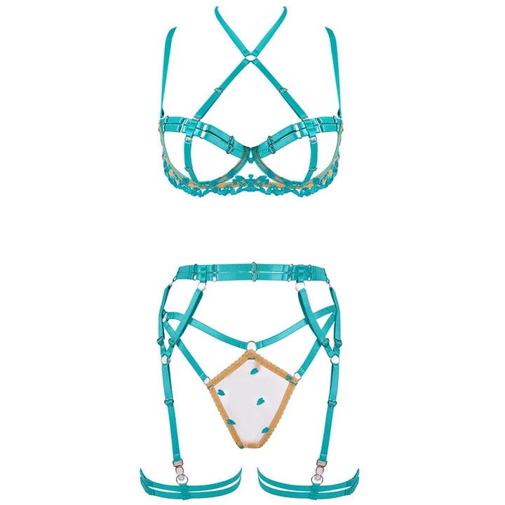 4-Piece Embroidered Lingerie Set