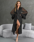 Heart Feather Sleeves Nightgown With Belt