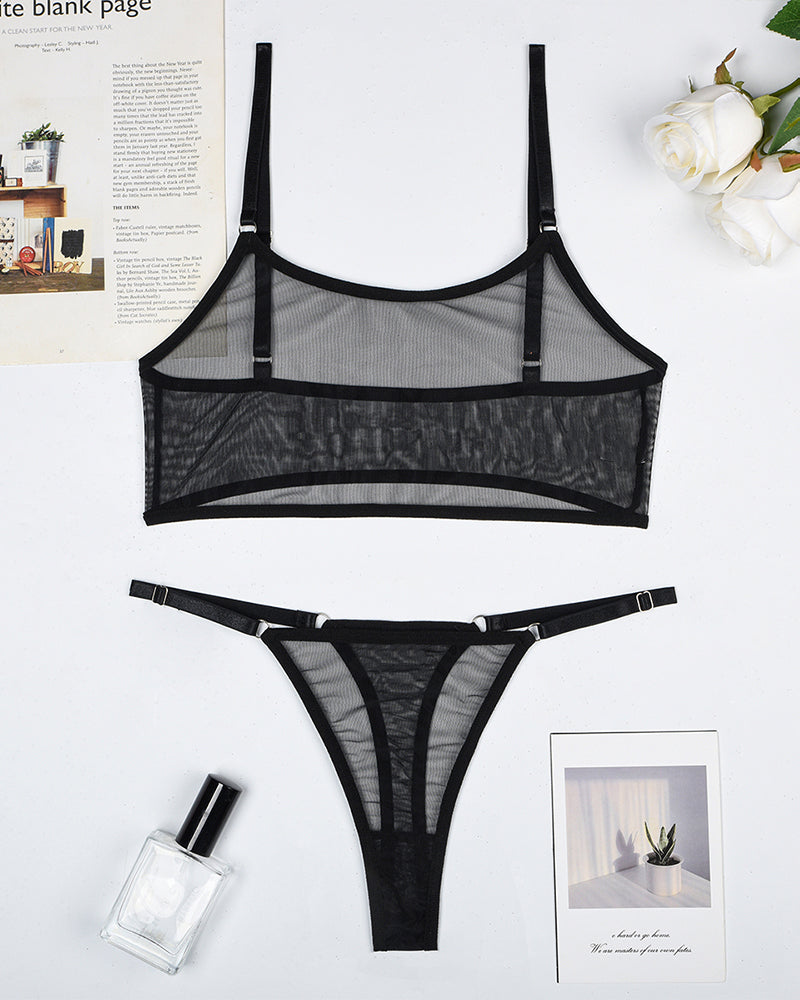 Mesh See-Through Camisole Bra and Panty Set