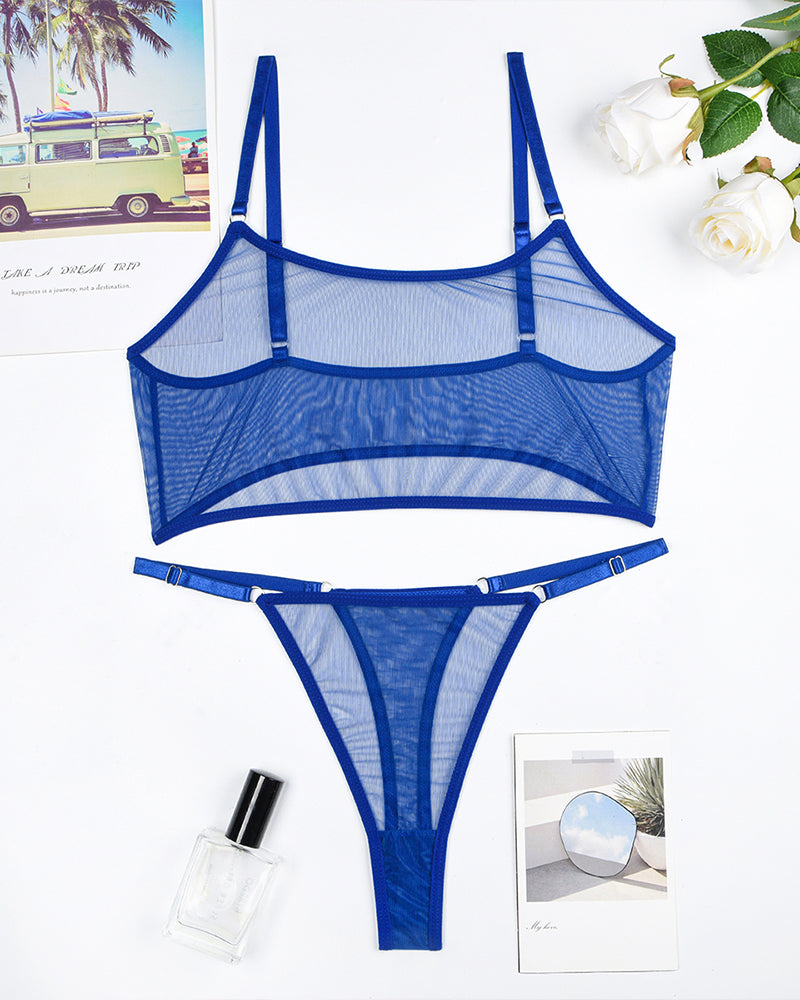 Mesh See-Through Camisole Bra and Panty Set