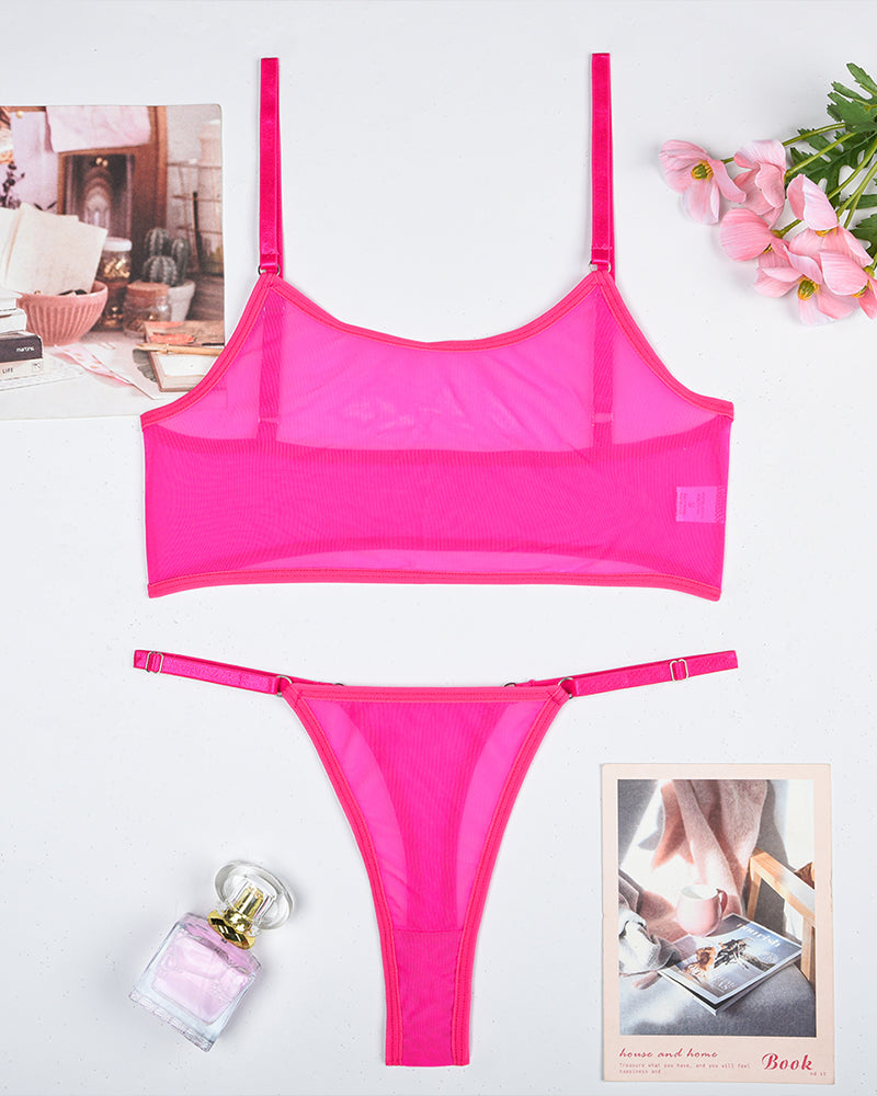 Mesh See-Through Camisole Bra and Panty Set