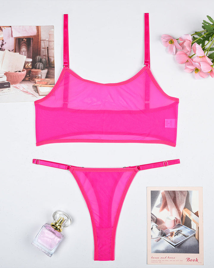 Mesh See-Through Camisole Bra and Panty Set