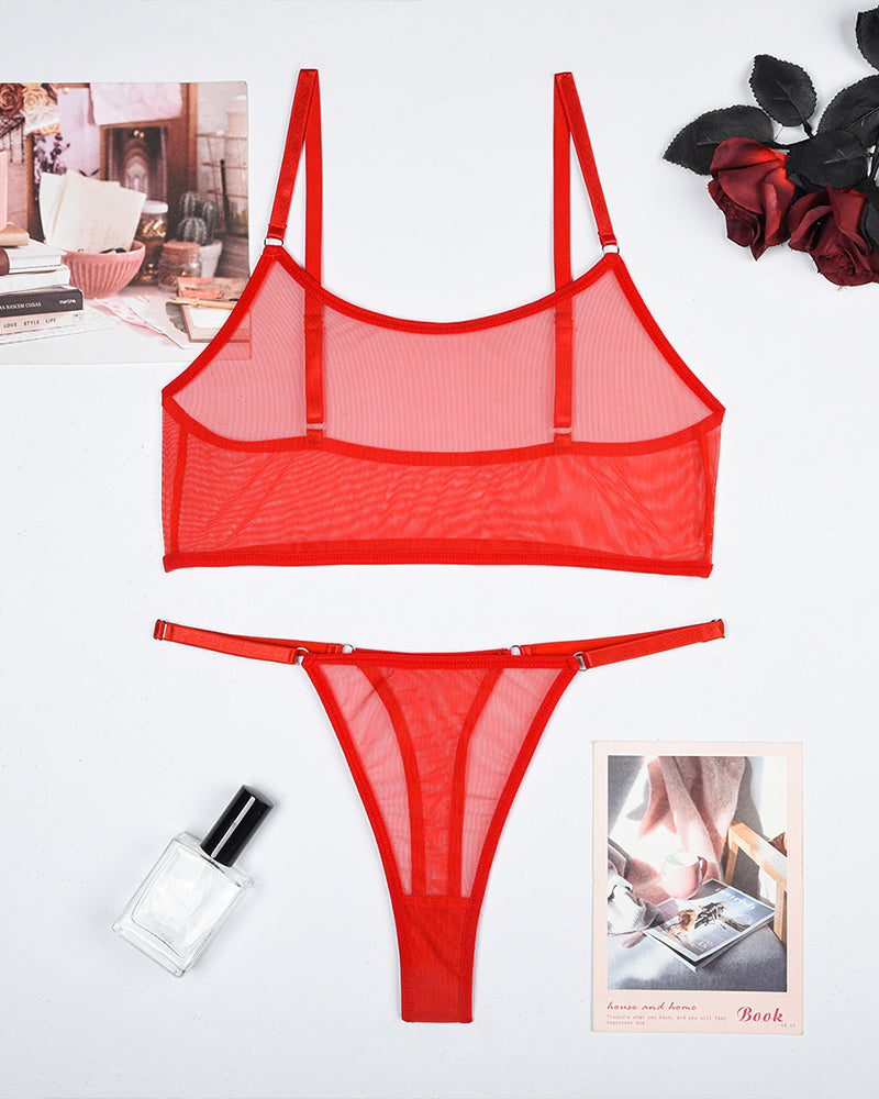 Mesh See-Through Camisole Bra and Panty Set