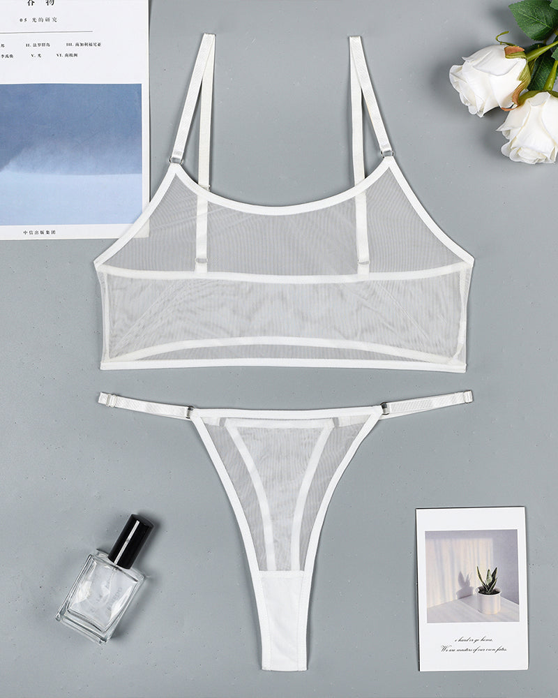 Mesh See-Through Camisole Bra and Panty Set