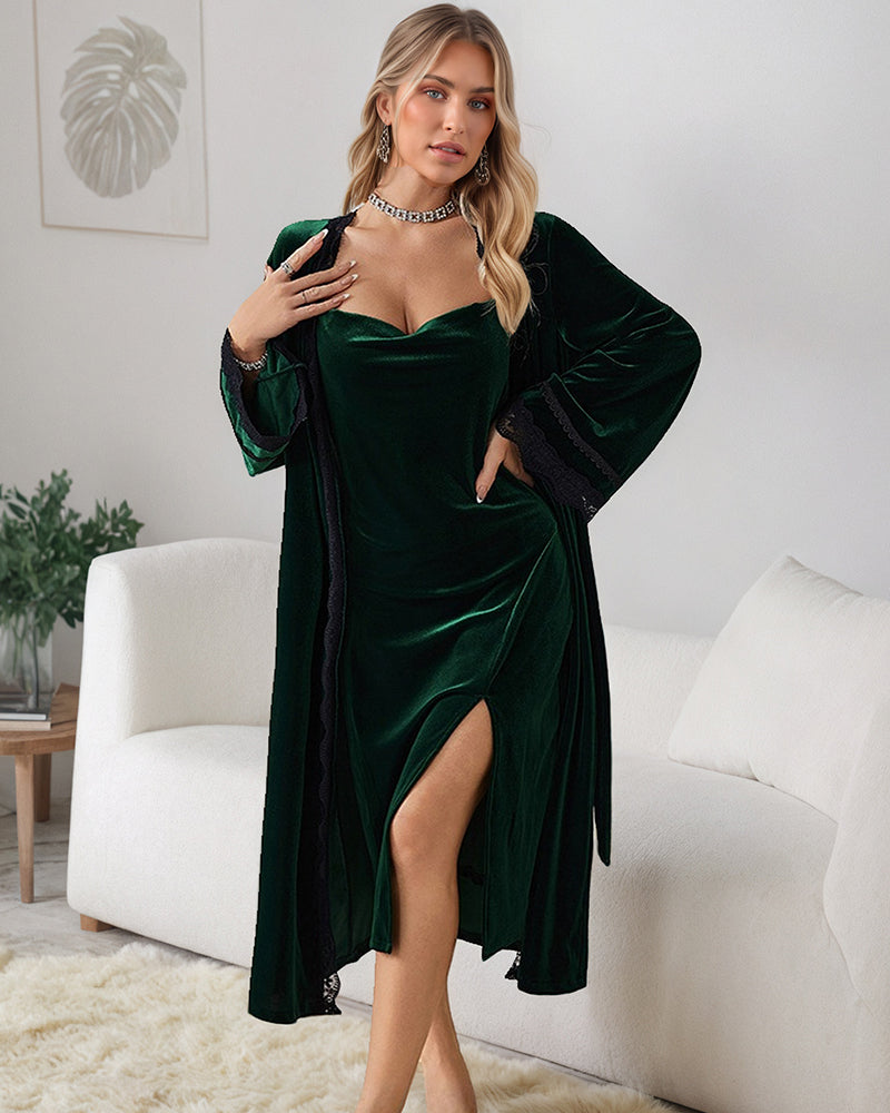 Velvet Belted Robe Velvet Set