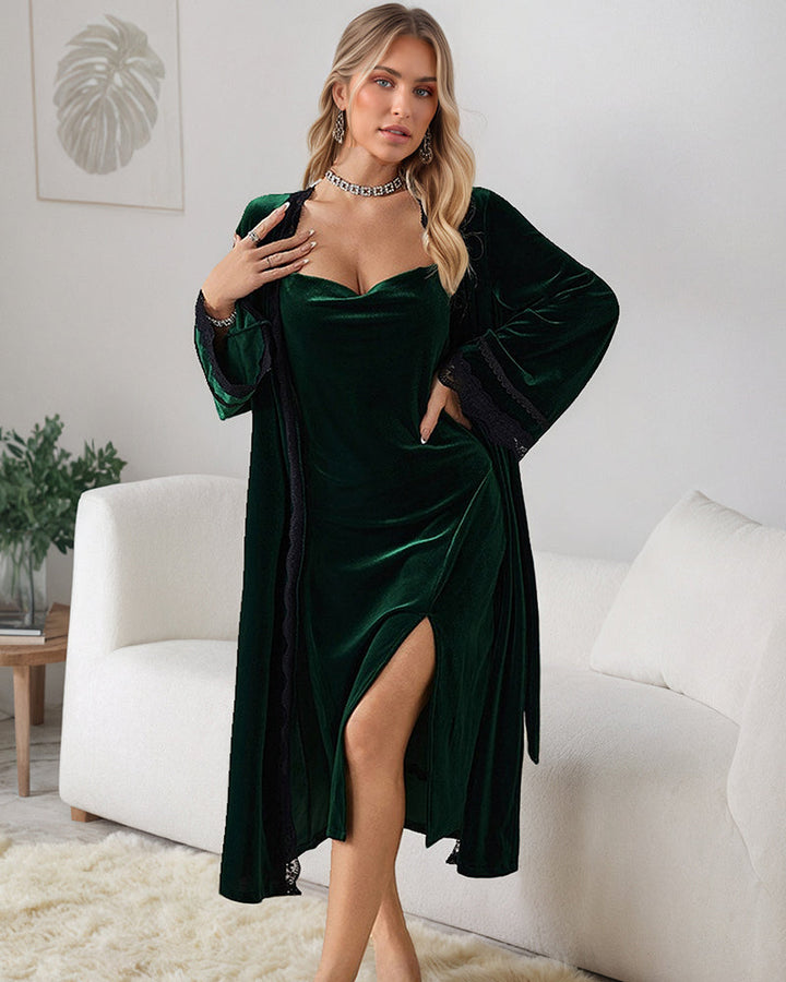 Velvet Belted Robe Velvet Set