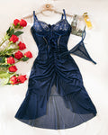 Ruffle Sheer Bodycon Mesh Lace Floral Dress