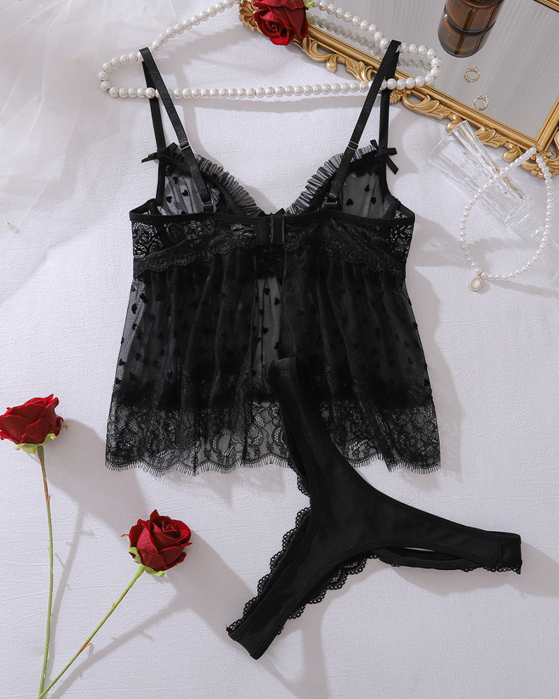 Mesh Sheer Tank Tops Panty Sets