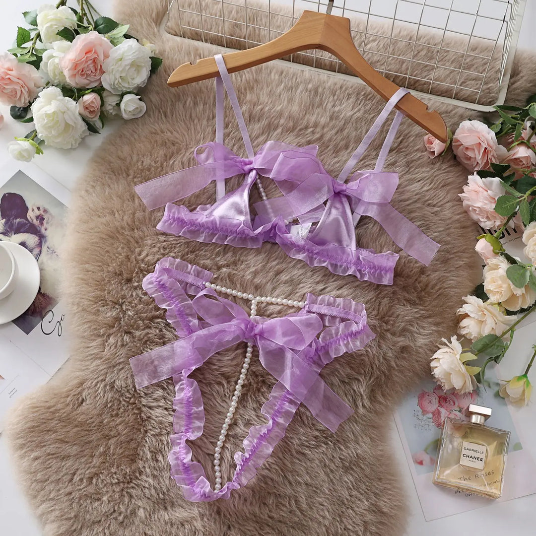 Pearl and Bow Lingerie Set