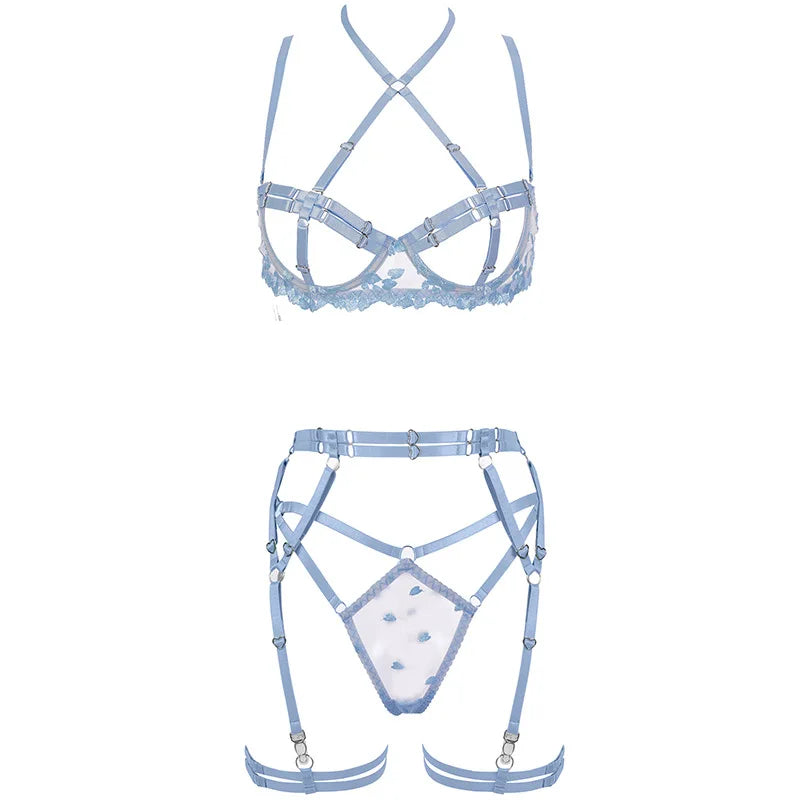 4-Piece Embroidered Lingerie Set