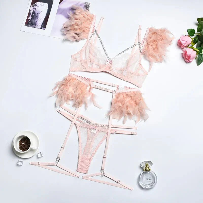Feather Lingerie Set
