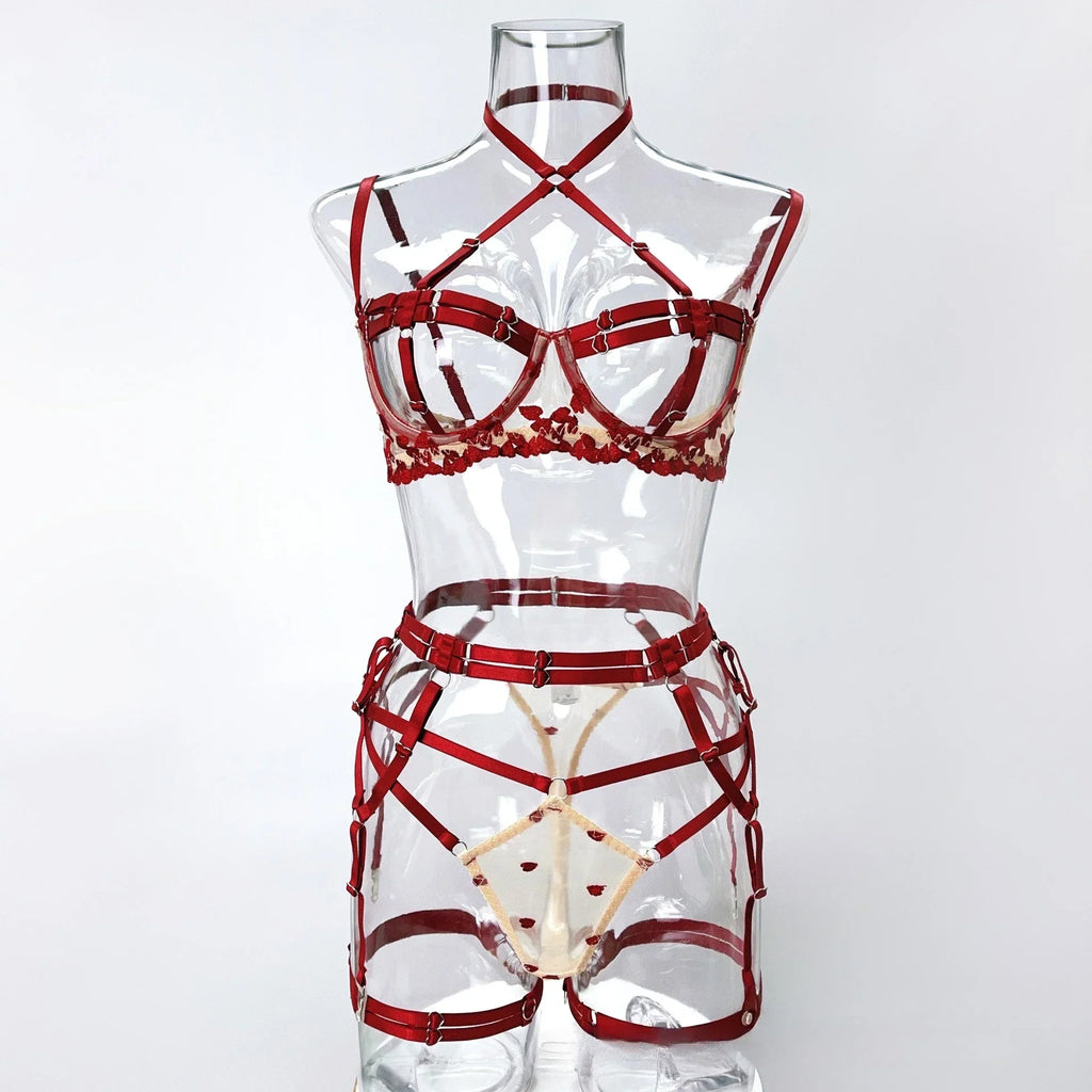 4-Piece Embroidered Lingerie Set
