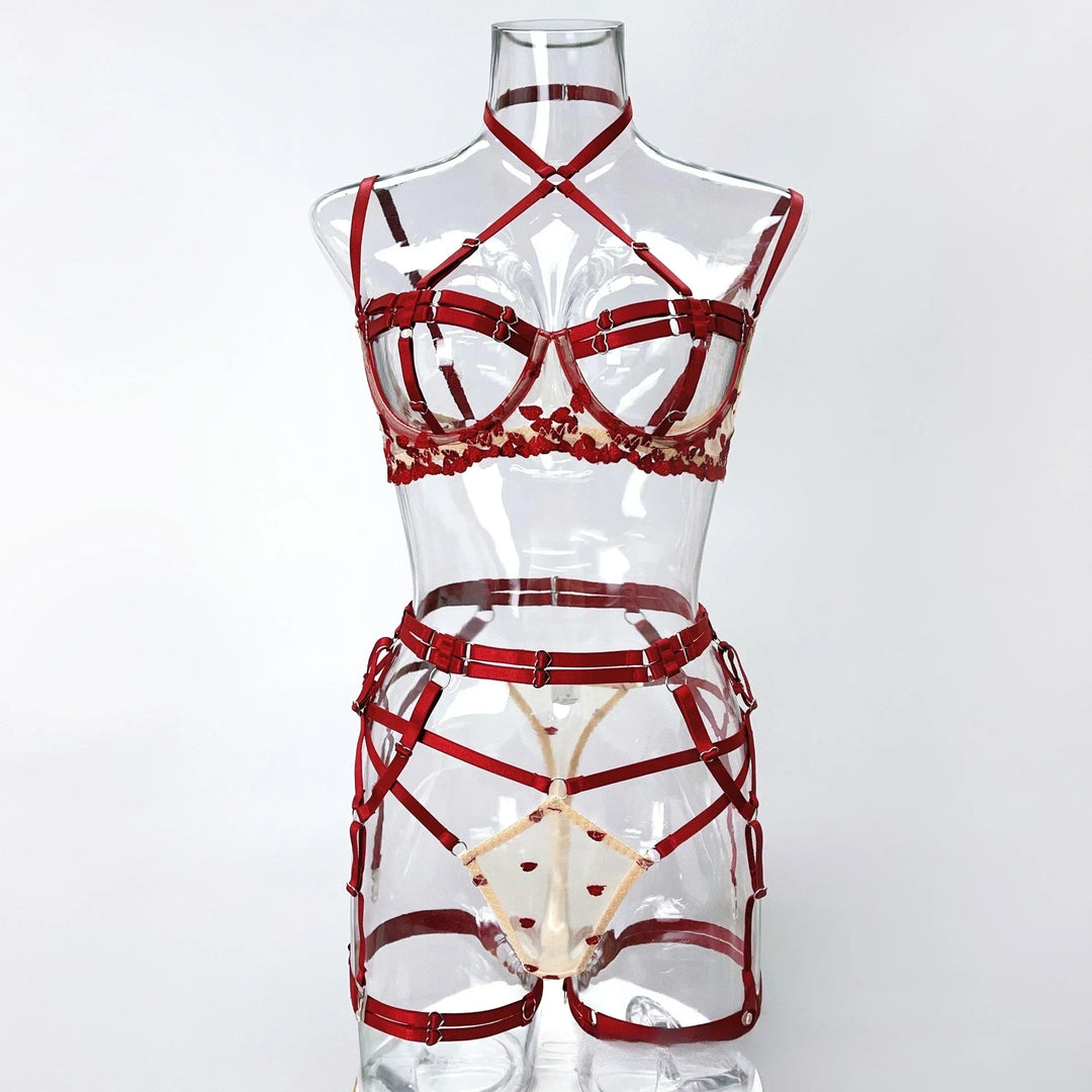 4-Piece Embroidered Lingerie Set