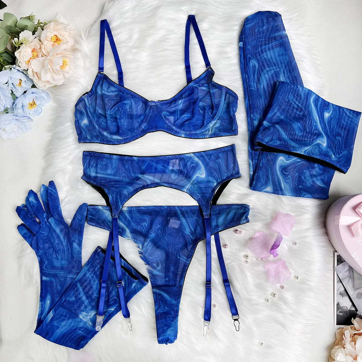 5-Piece Tie-Dye Lingerie Set