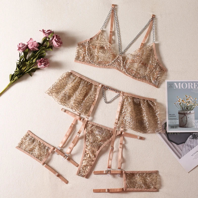Metallic Print Lingerie Set