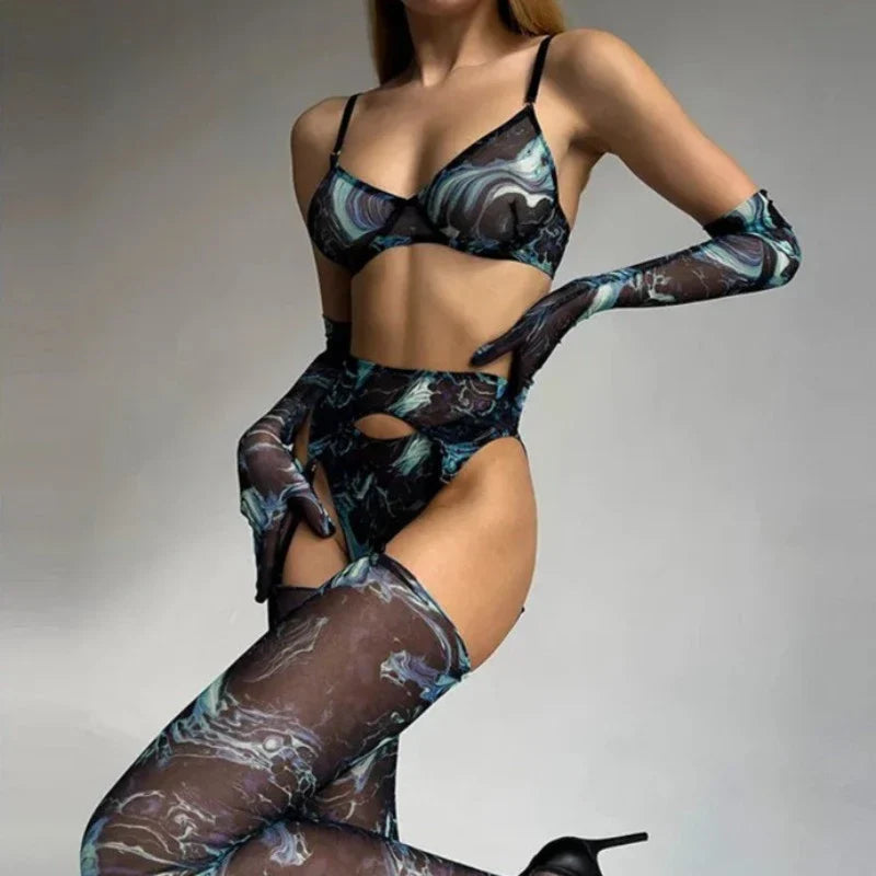5-Piece Tie-Dye Lingerie Set